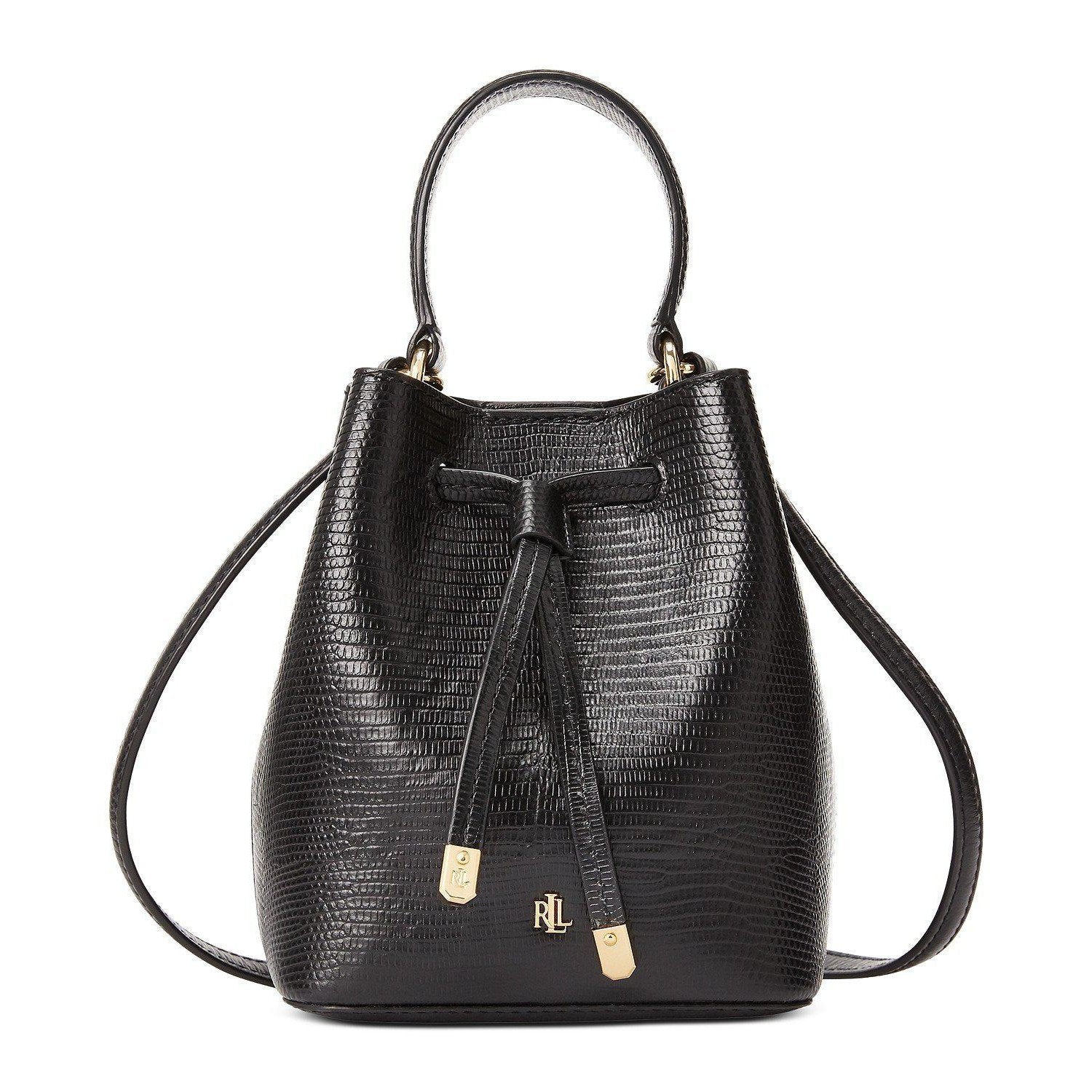 Lizard-Embossed Leather Micro Debby Bucket Bag