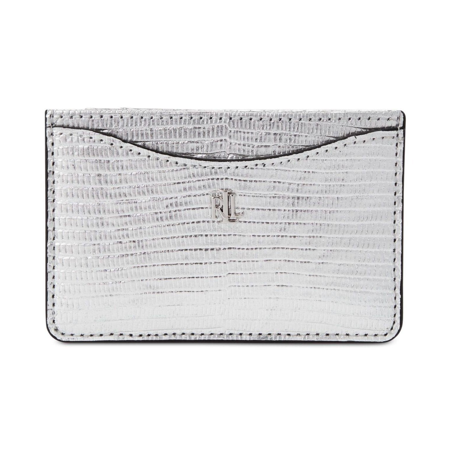 Lizard Embossed Slim Card Case Medium Silver