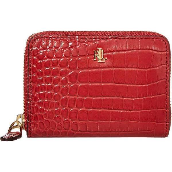 Mini Croc Embossed Small Zip Wallet Red