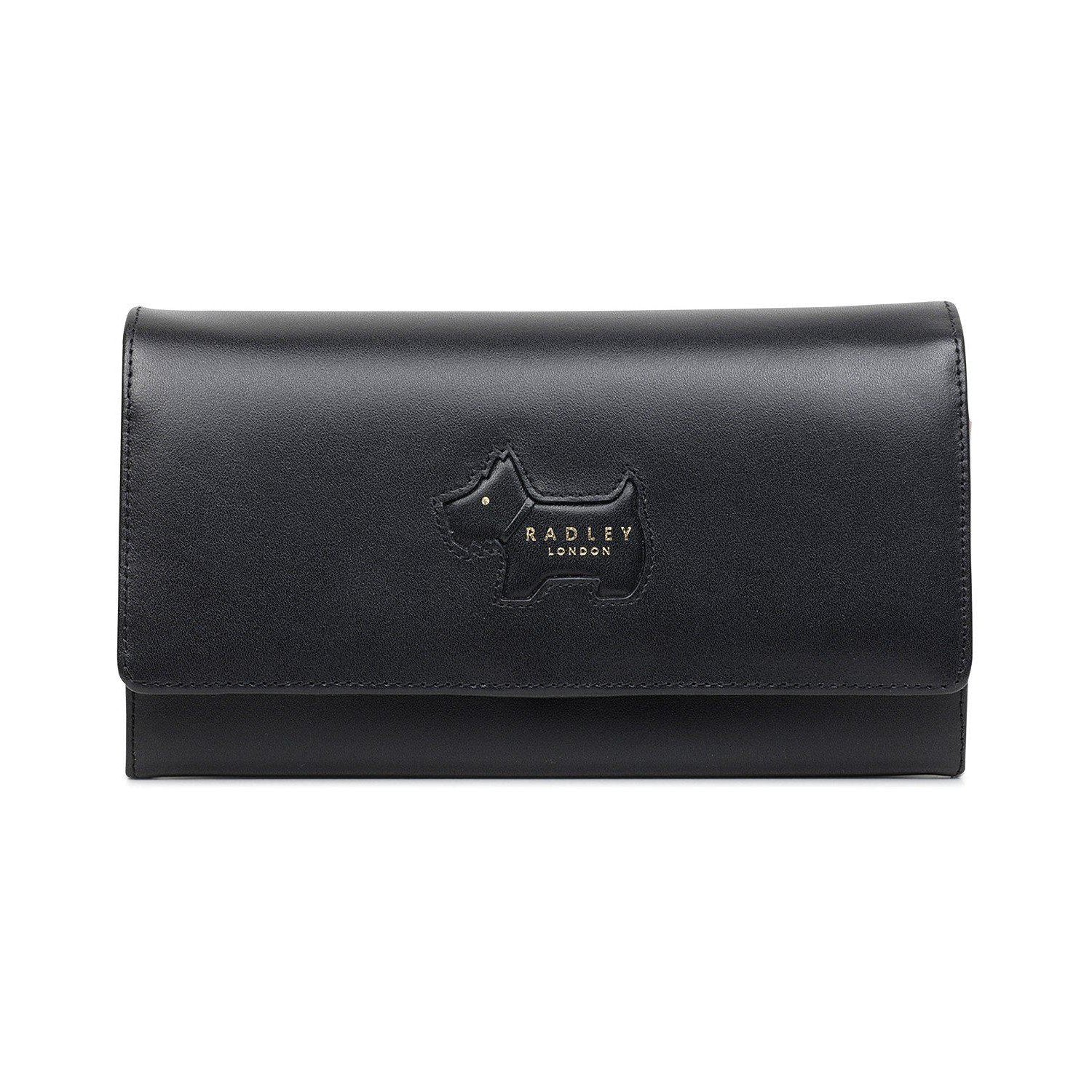 Profile Dog Shadow Large Flapover Matinee Leather Wallet - Black