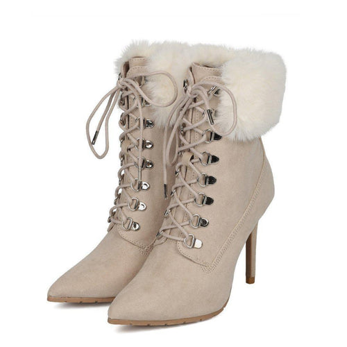 Pointy Toe Corset Lace Up Bootie