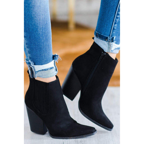 Slay Pointy Toe Block Heeled Bootie