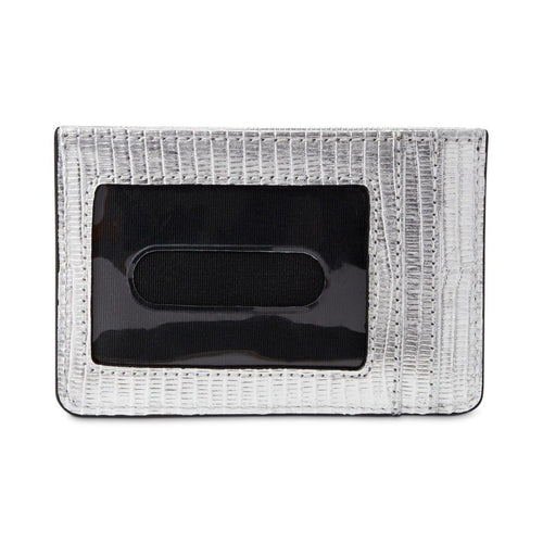 Lizard Embossed Slim Card Case Medium Silver