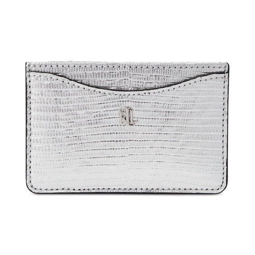 Lizard Embossed Slim Card Case Medium Silver