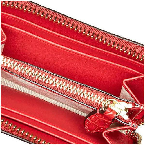 Mini Croc Embossed Small Zip Wallet Red