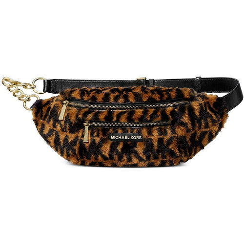 Mott Medium Logo Animal Print Faux Fur Belt Bag
