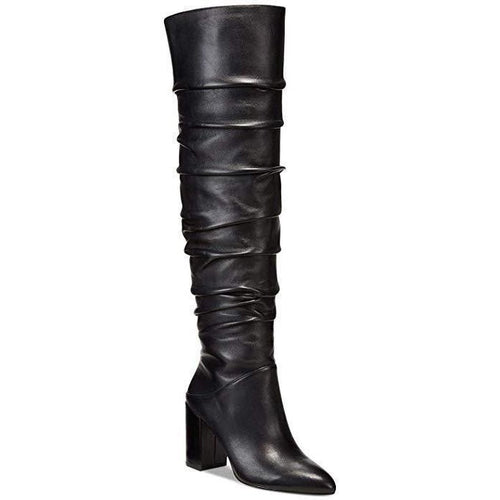 INC Womens Tabithaa Leather Ruched Knee-High Boots-Shoes-INC-7.5-ShoeShock